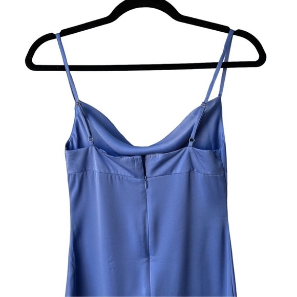 We Wore What Cowl Midi Satin Charmeuse Dress in Slate - Picture 6 of 9